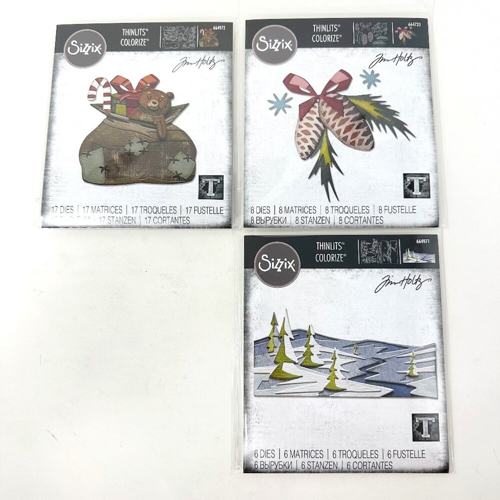 Sizzix Thinlits Tim Holtz Winter Theme Holiday Bundle Die Cuts Snowscape Toyland